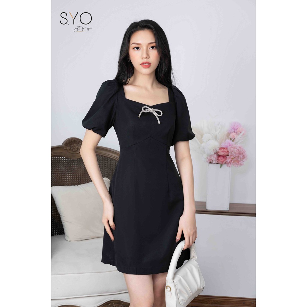 Váy Đầm A cổ vuông tay chun SYO D3013-21