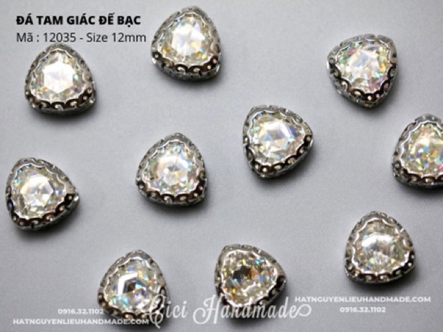Hạt đá tam giác cao cấp đế vàng, bạc làm con vật 3D Cici Handmade chuyên hạt đá hạt pha lê hạt cườm hạt trang sức tự làm