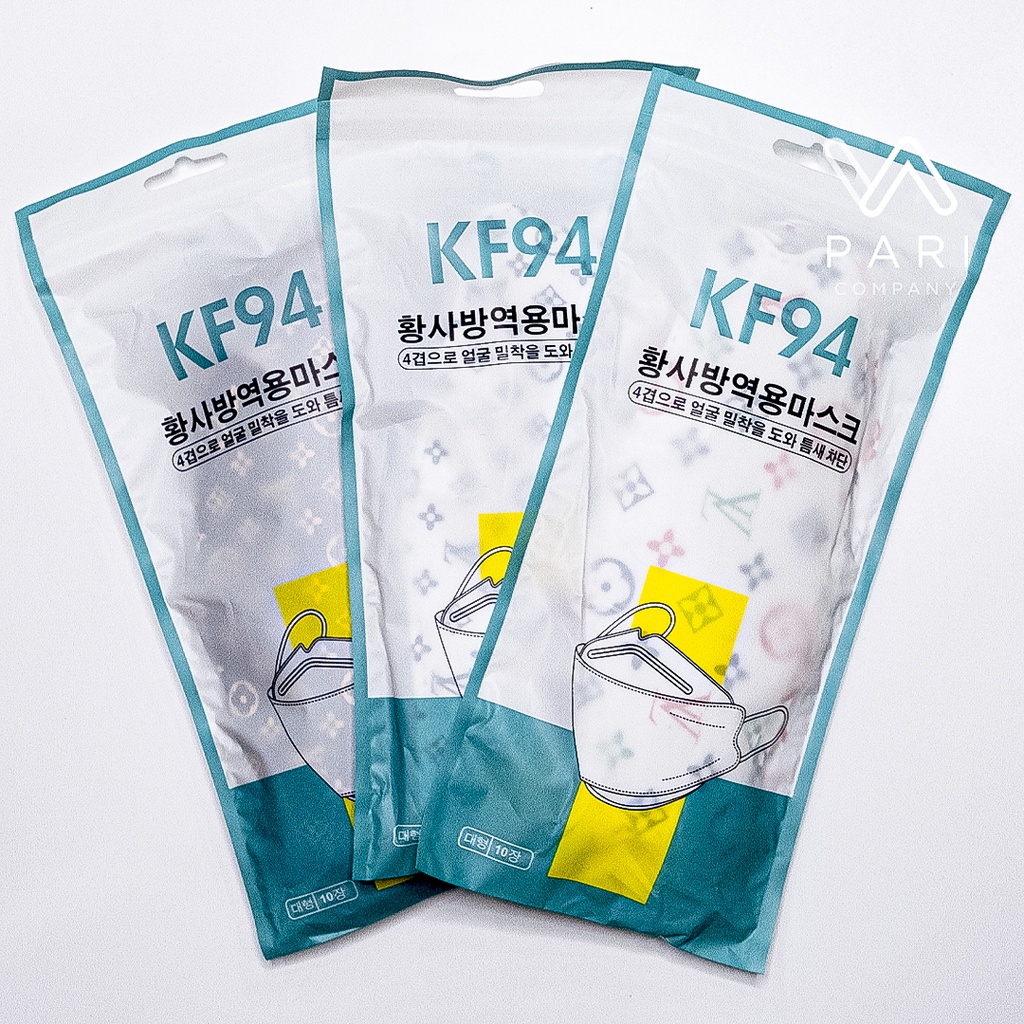 [Gói 10 chiếc] Khẩu trang KF94 họa tiết LV phong cách hàn quốc, kháng khuẩn và chống bụi mịn PM2.5 (bao bì tiếng hàn)