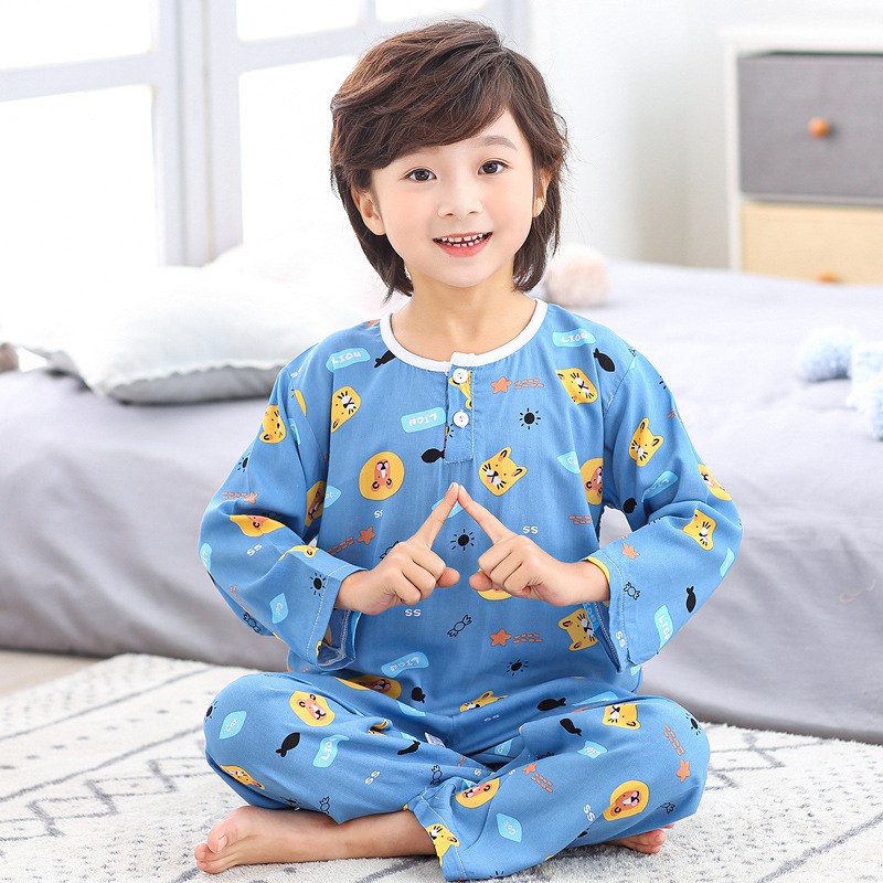 Bộ đồ ngủ vải cotton tay lửng dễ thương cho bé gái
