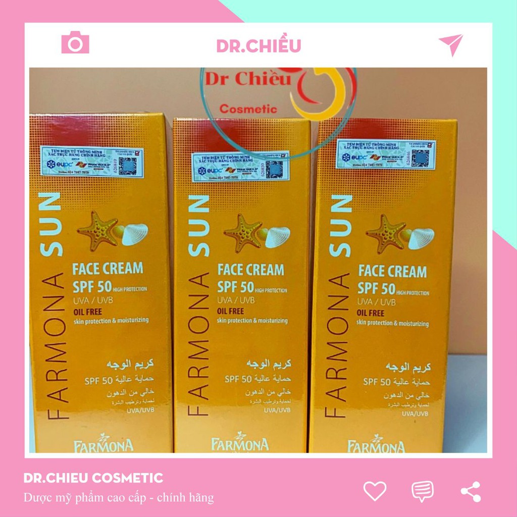 Farmona Sun Face Cream ⚜️CHÍNH HÃNG⚜️ Kem chống nắng Farmona Sun Oil Free SPF 50 (50ml)