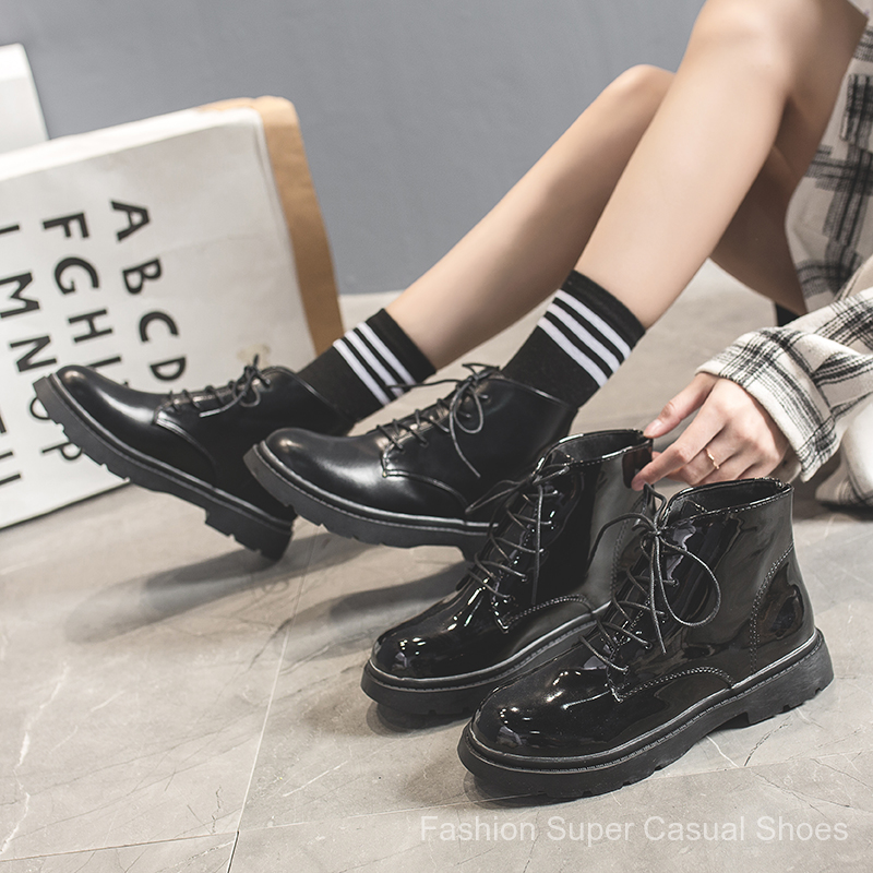 DR. MARTENS Giày Bốt Da Cổ Thấp Phối Nhung Kiểu Anh Thời Trang Mùa Thu 2020 Dễ Phối Đồ Cho Nữ