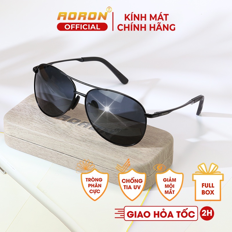 Kính Râm Nam Thời Trang Phân Cực Chống Lóa, Chống Chói Lái Xe Đi Đêm Kiểu Dáng Phi Công AK002 - AORON