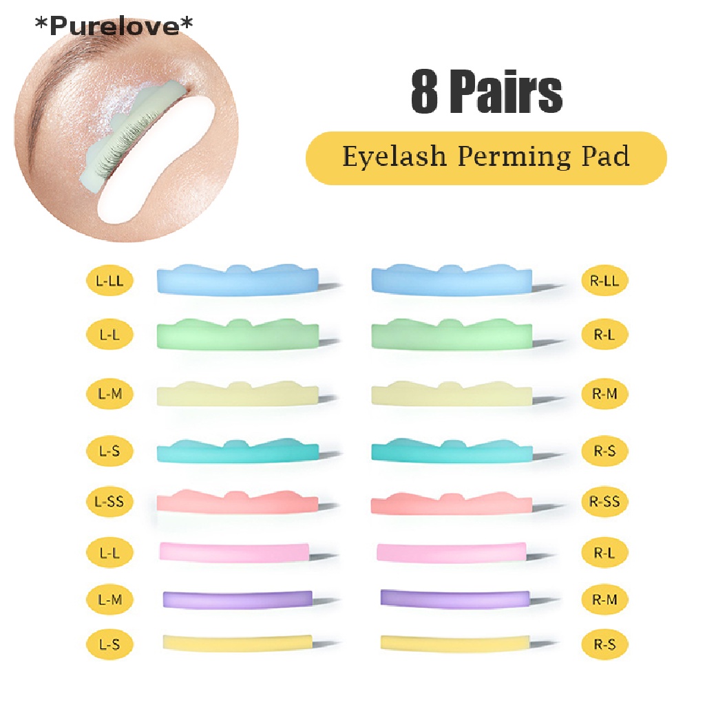Set 8 Cặp Đệm Silicone Hỗ Trợ Uốn Cong Lông Mi Tái Sử Dụng Tiện Lợi