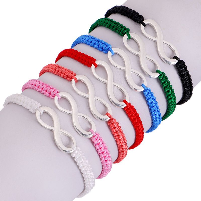 Set 2 Vòng Tay Bện Dây Mặt Hình Số 8 Thời Trang Cho Cặp Đôi