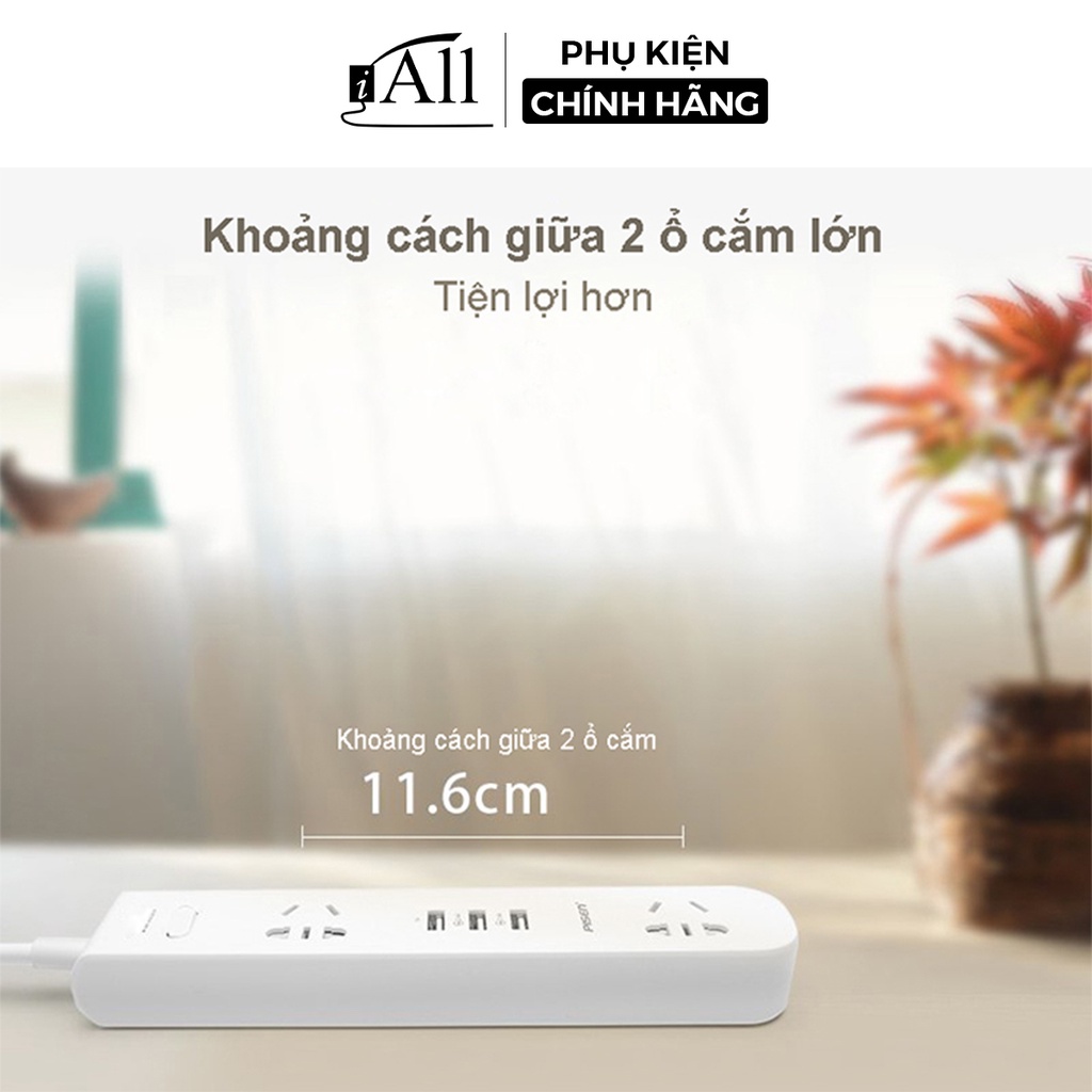 Ổ cắm điện LED thông minh Pisen KY-23(EP) (2xAC, 3xUSB) - iAll Store