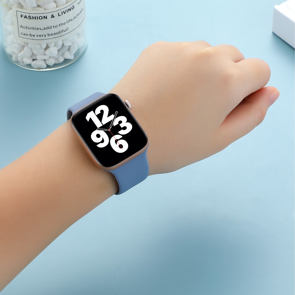 Dây Đeo silicone Phối Đinh Tán Kích Thước 38mm 40mm 42mm 44mm Cho Đồng Hồ Thông Minh iwatch7/6/5/4/3/2/1
