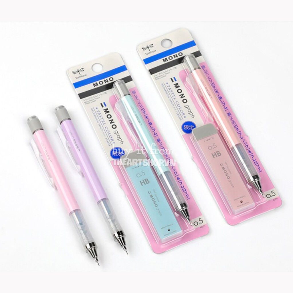 Bút chì cơ khí lắc đẩy ngòi TOMBOW Mono Graph cao cấp Nhật Bản *PASTEL COLOR*