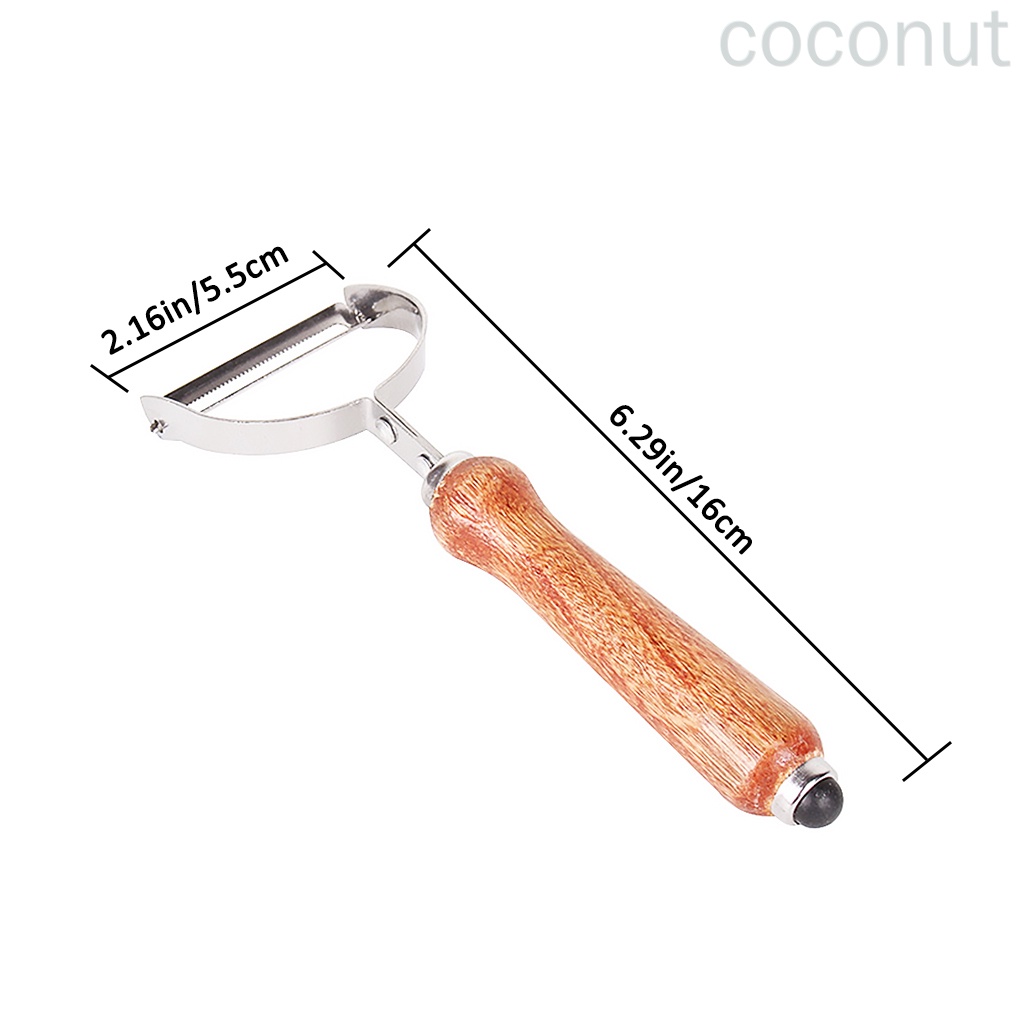 Dụng cụ gọt vỏ củ quả bằng thép không gỉ tay cầm gỗ dành cho nhà bếp