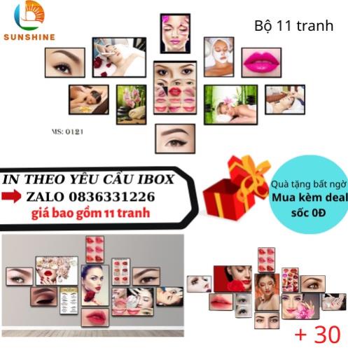 Khung tranh mày môi phun xăm treo tường trang trí tiệm phun xăm decor spa gội đầu dưỡng sinh