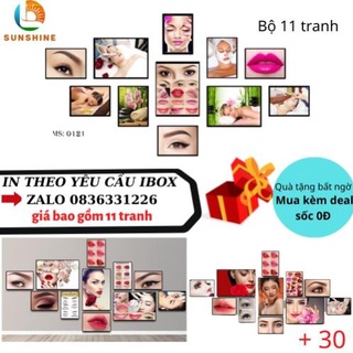 Khung tranh mày môi phun xăm treo tường trang trí tiệm phun xăm decor spa gội đầu dưỡng sinh
