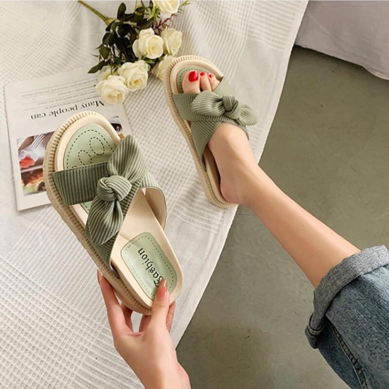 Dép SANDAL nữ bánh mì gắn nơ siêu xinh ❤️oder từ 5-7n