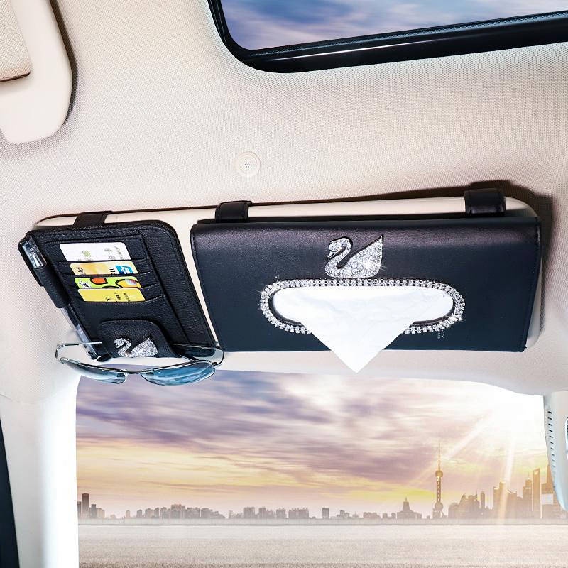 Diamond Swan Automotive Sun Louver Card Holder Multifunctional Sun Visor Document Bag for Car Card Storage Bag Gvz3