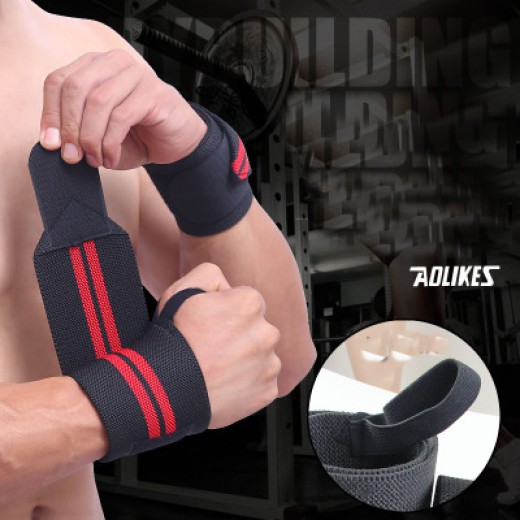 ĐỒ SỈ - AOLIKES AL 1538 (1 cái) đai cuốn cổ tay có giữ ngón cái chống trượt chuyên gym