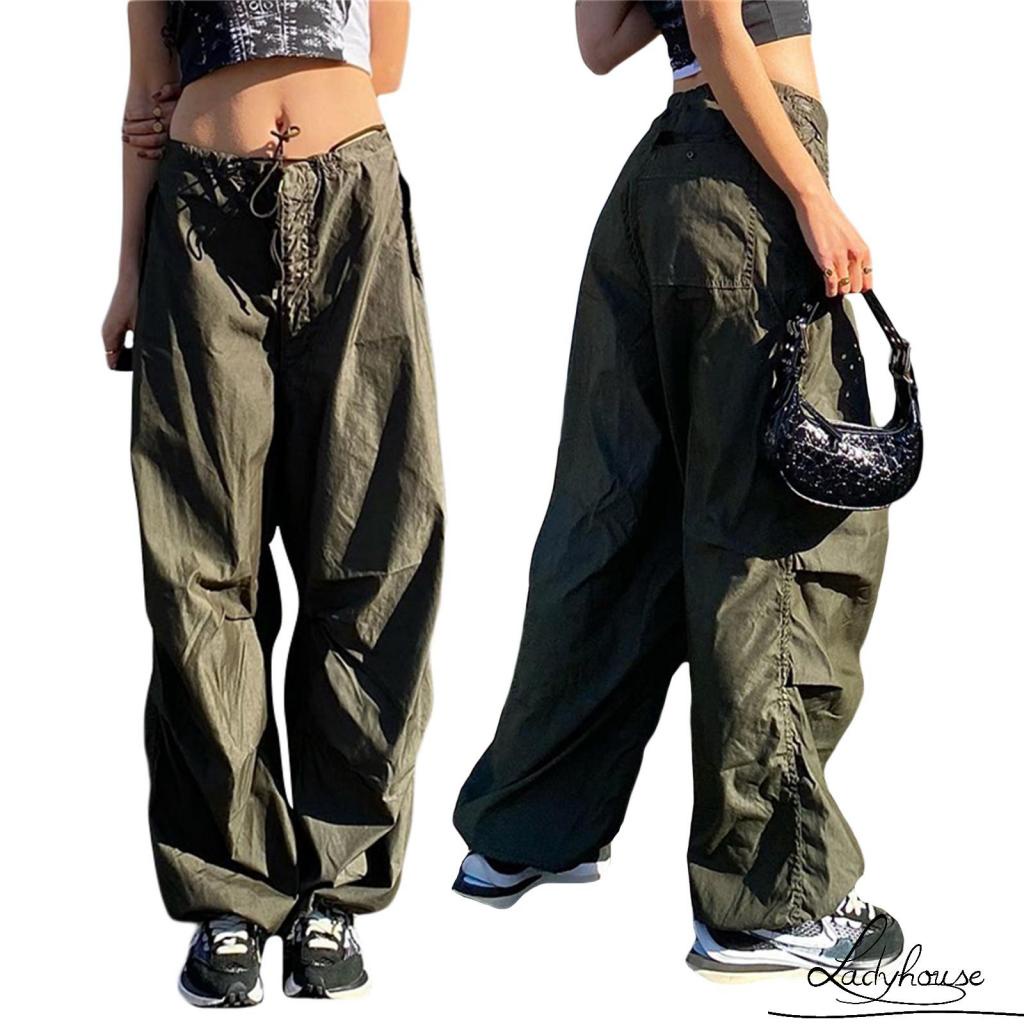 Quần Baggy Dài Rộng Màu Trơn Có Túi Dành Cho Nữ Mặc Hàng Ngày