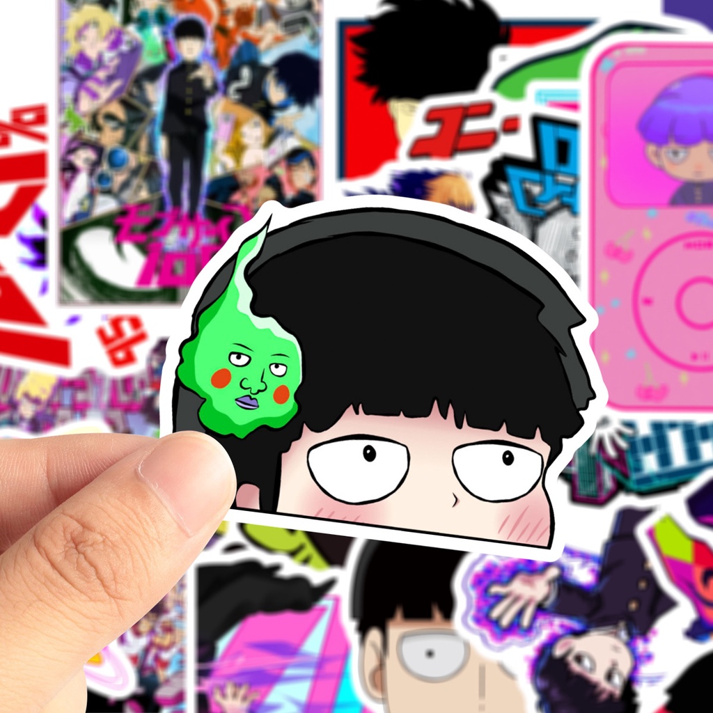 Set 50 Hình Dán Mob Psycho 100 Chống Thấm Nước Trang Trí Vali / Kính Mắt