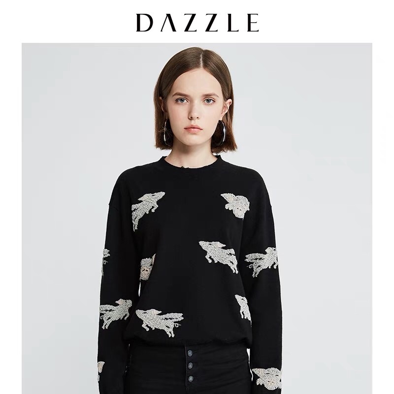 Áo len đen hoạ tiết Dazzle