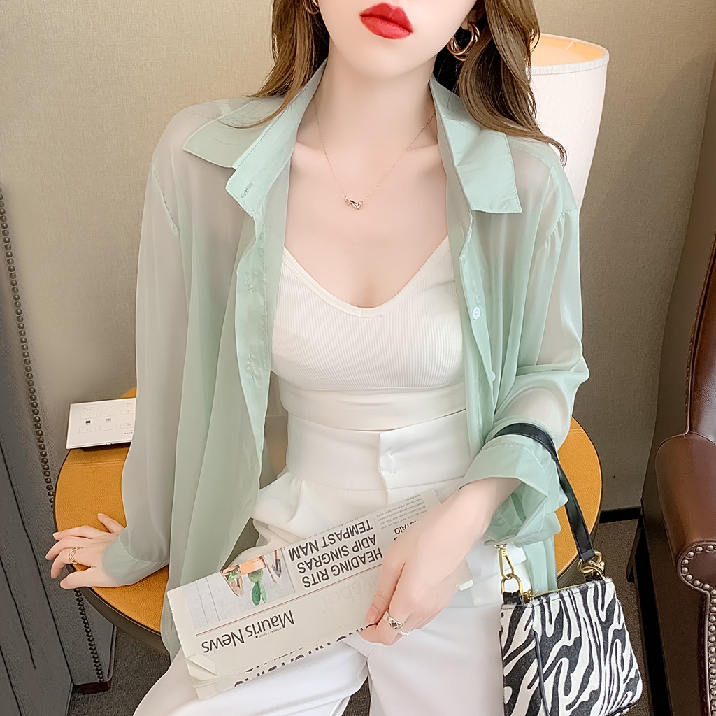 Áo khoác sơ mi ZHELIHANGFEI cổ polo dài tay dáng rộng thời trang