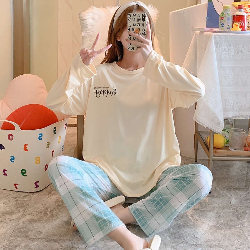 Đồ bộ nữ tay dài họa tiết hoạt hình chất liêu cotton