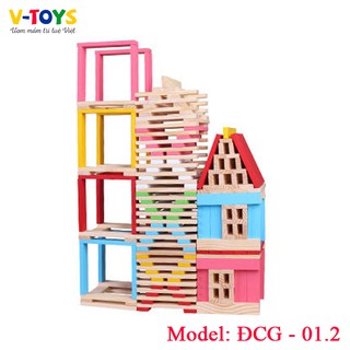 Bộ đồ chơi xếp gỗ 150 thanh màu sắc