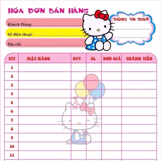 Hoá đơn hoạt hình 