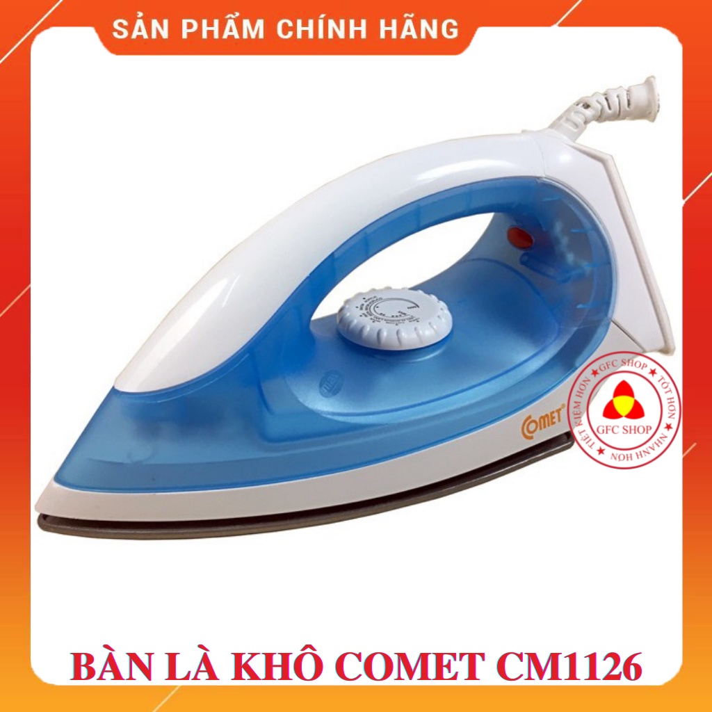 Bàn là khô Comet CM1126 Công suất 1000W màu trắng xanh