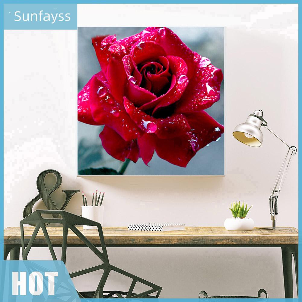 Tranh Thêu Chữ Thập Hình Hoa Hồng Trang Trí Nội Thất