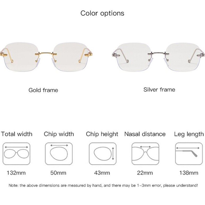 Mắt Kính Không Vành Chống Bức Xạ Phong Cách Cổ Điển Thời Trang Cho Nữ