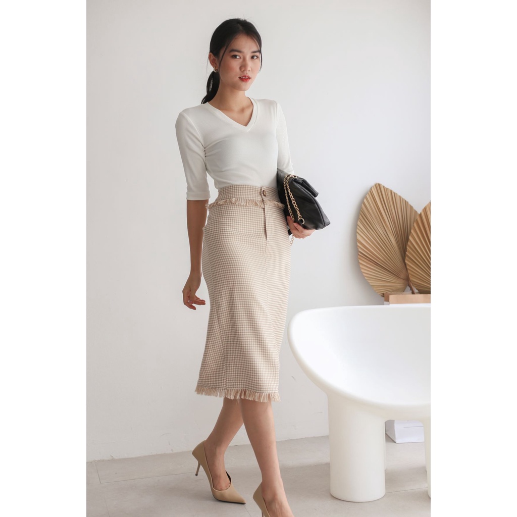 De Leah Áo Ôm Tay Lỡ Cổ Tim Thời trang thiết kế