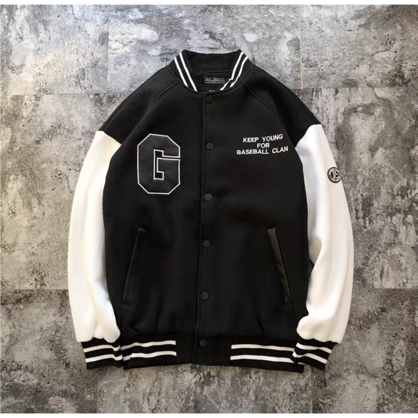 Áo Khoác bomber áo varsity jacket chống lạnh Xanh Thời Trang Cá Tính Năng Động Bụi Bặm Unisex- AQ STORE