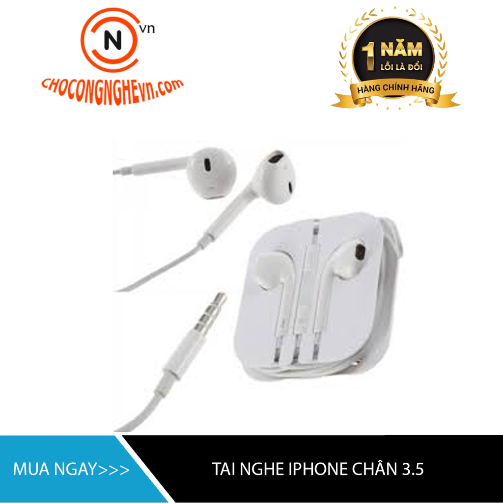 [GIÁ HỦY DIỆT] Tai nghe cổng 3.5mm cho điện thoại Android/ iPhone 5/ 6 màu trắng