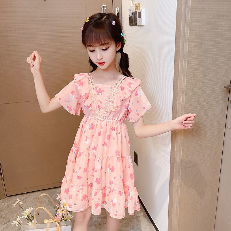 Mới Đầm Voan Hoa Cỡ Lớn Thời Trang 2022 Cho Bé Gái