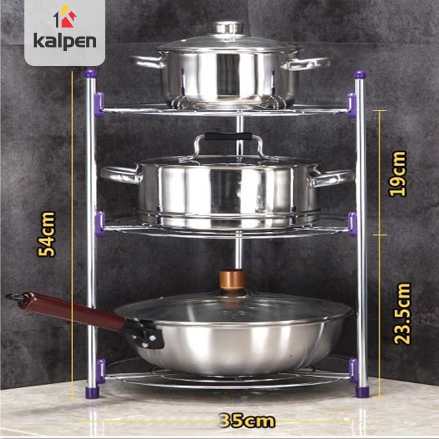 [Mã BMBAU50 giảm 7% đơn 99K] Giá Để Xoong Nồi Đồ Dùng Nhà Bếp 3 Tầng Inox 304 Kalpen, GXIN3K52-03