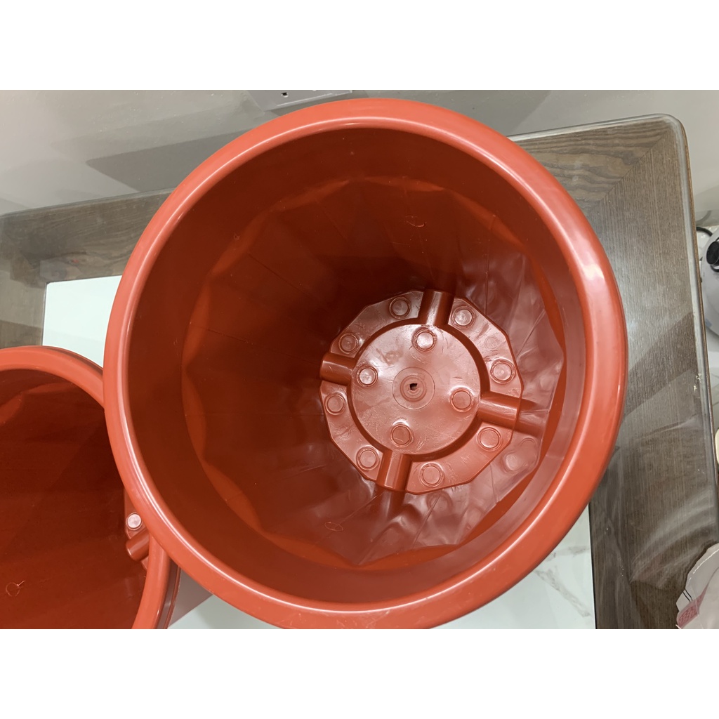 Chậu nhựa trồng ươm cây hoa E300 - 5 chậu màu nâu, hàng loại 1 nhựa dày dẻo KT 26x24cm