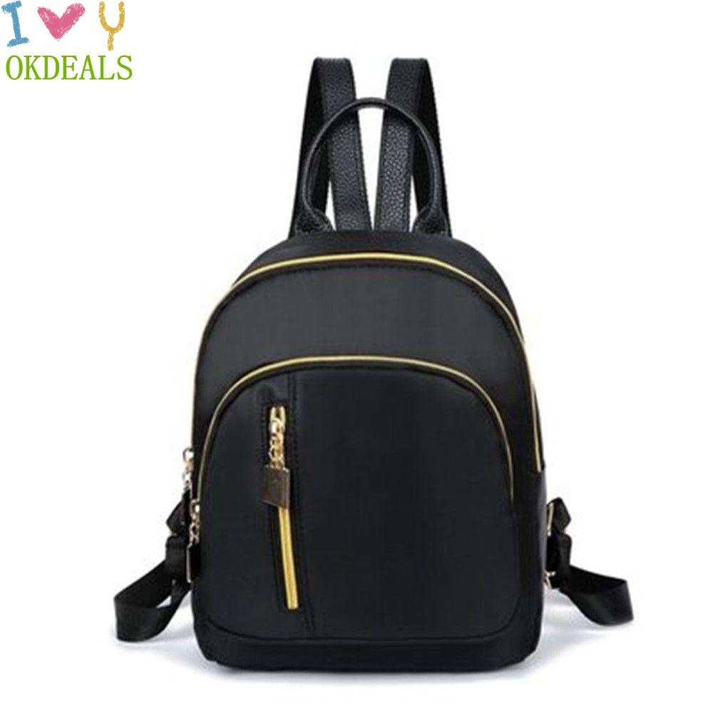 Balo mini bằng vải oxford màu đen đa năng thời trang cho nữ