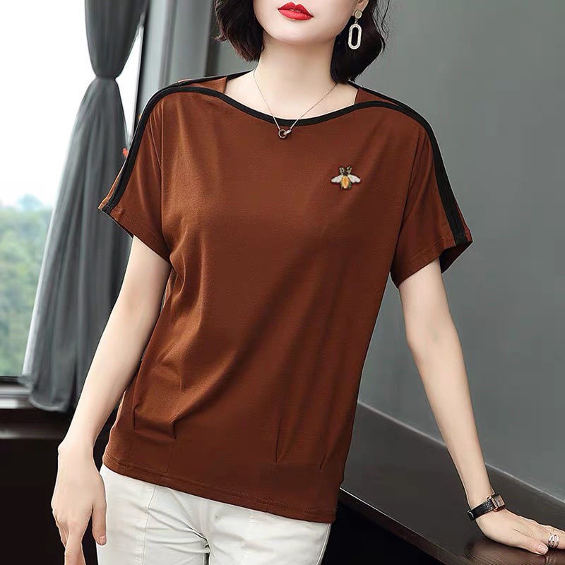 [ Mã 11FASHIONSALE1 giảm 10K đơn 50K ] Áo Thun Tay Ngắn Dáng Rộng Có Size Lớn Thời Trang Cho Phụ Nữ Trung Niên | BigBuy360 - bigbuy360.vn