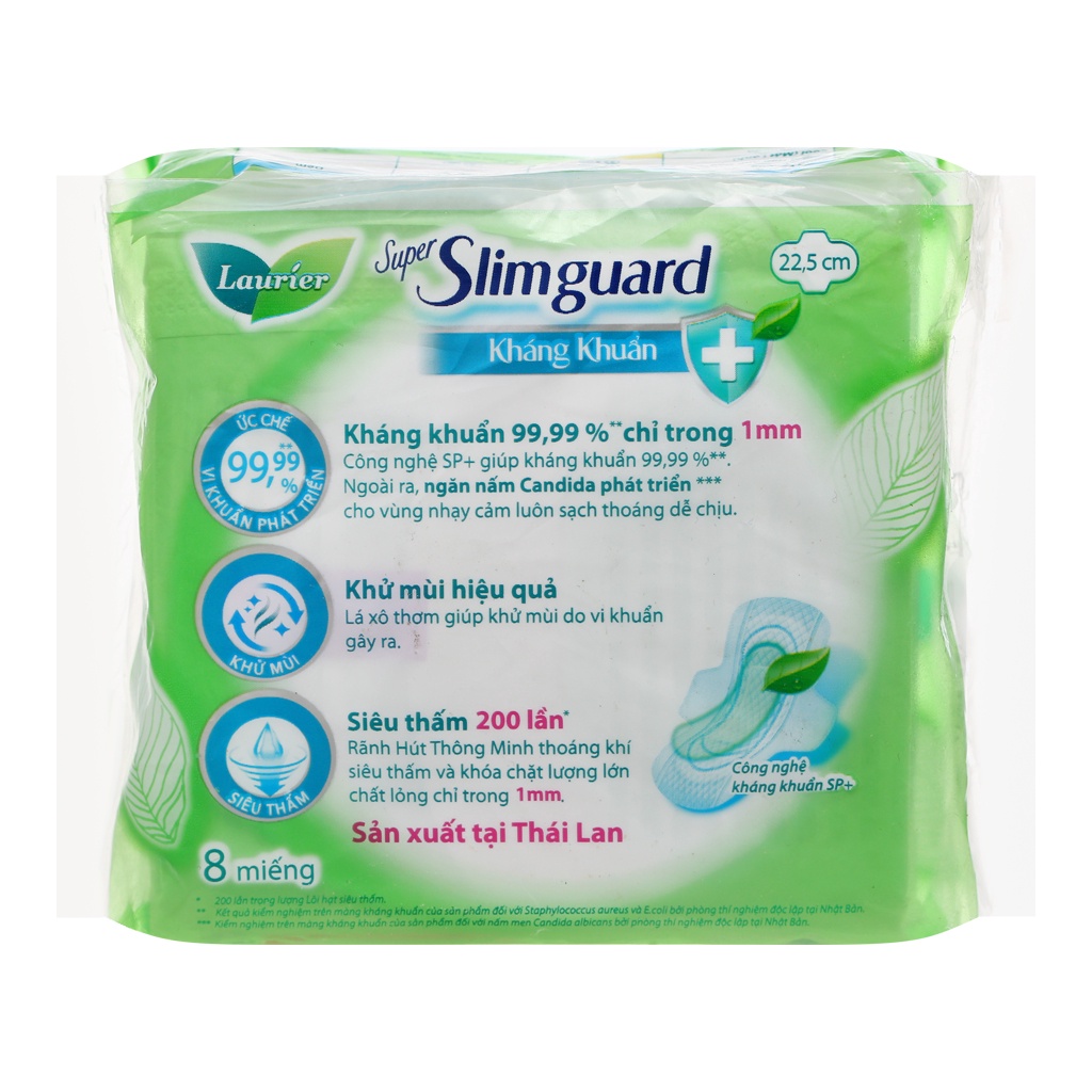 Băng vệ sinh Laurier Super Slimguard kháng khuẩn siêu mỏng cánh 8 miếng