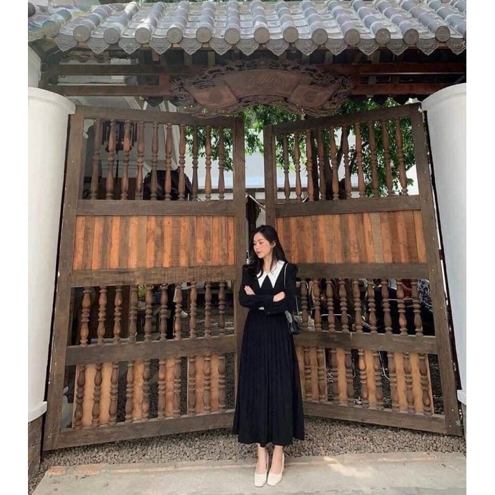 : Giày cao gót vuông vát mũi Retro da bóng