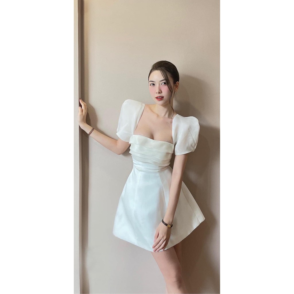 Đầm xếp ly ngực tay bồng sang chảnh - Mina dress