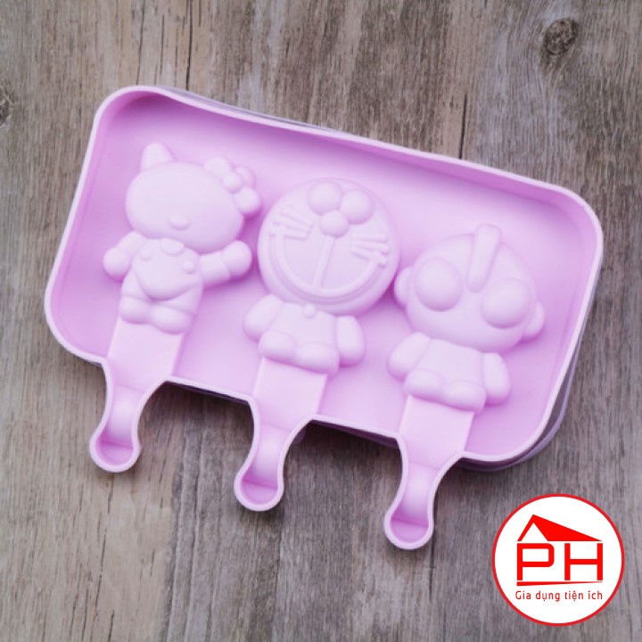 Khuôn kem silicon hình Cute  + Tặng kem 50 que gỗ  - Gia dụng Phước Hòa