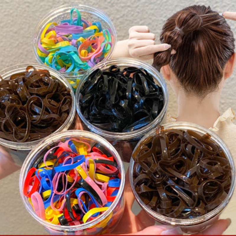 Dây Buộc Tóc Cao Su Bản Rộng Dày Co Giãn Màu Sắc Kẹo Ngọt Không Đau Cho Bé Gái