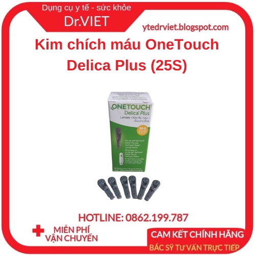 Kim Chích Máu OneTouch Delica Plus (25S) LIFESCAN - Kim siêu nhỏ với lớp phủ silicon giúp giảm đau -Hộp 25 kim - Drviet