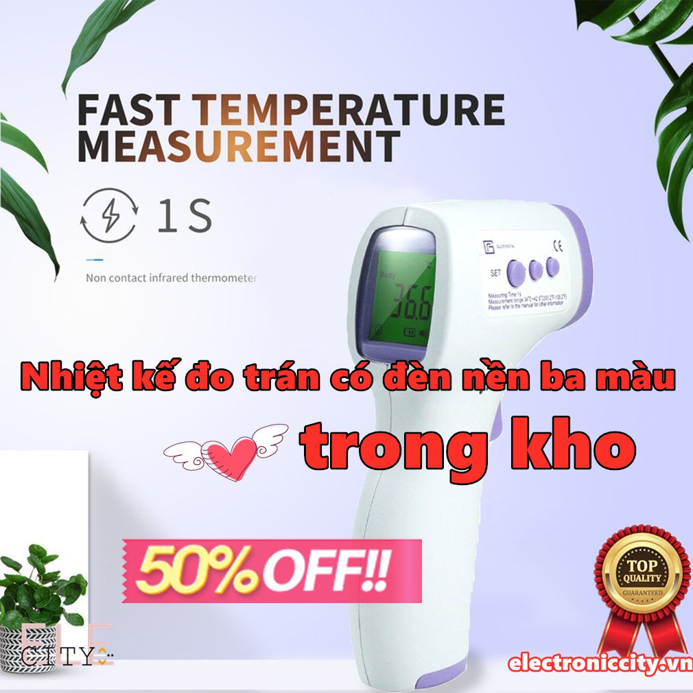 Ele⚡⚡Nhiệt kế điện tử hồng ngoại cảm biến đo trán đa chức năng đèn nền ba màu