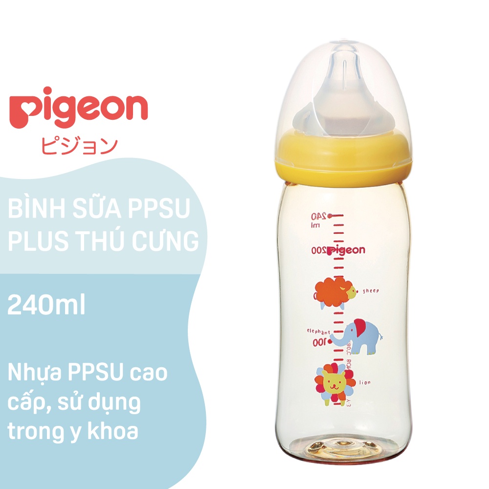 Bình Sữa PPSU Plus Hình Thú Pigeon 160ml/240ml