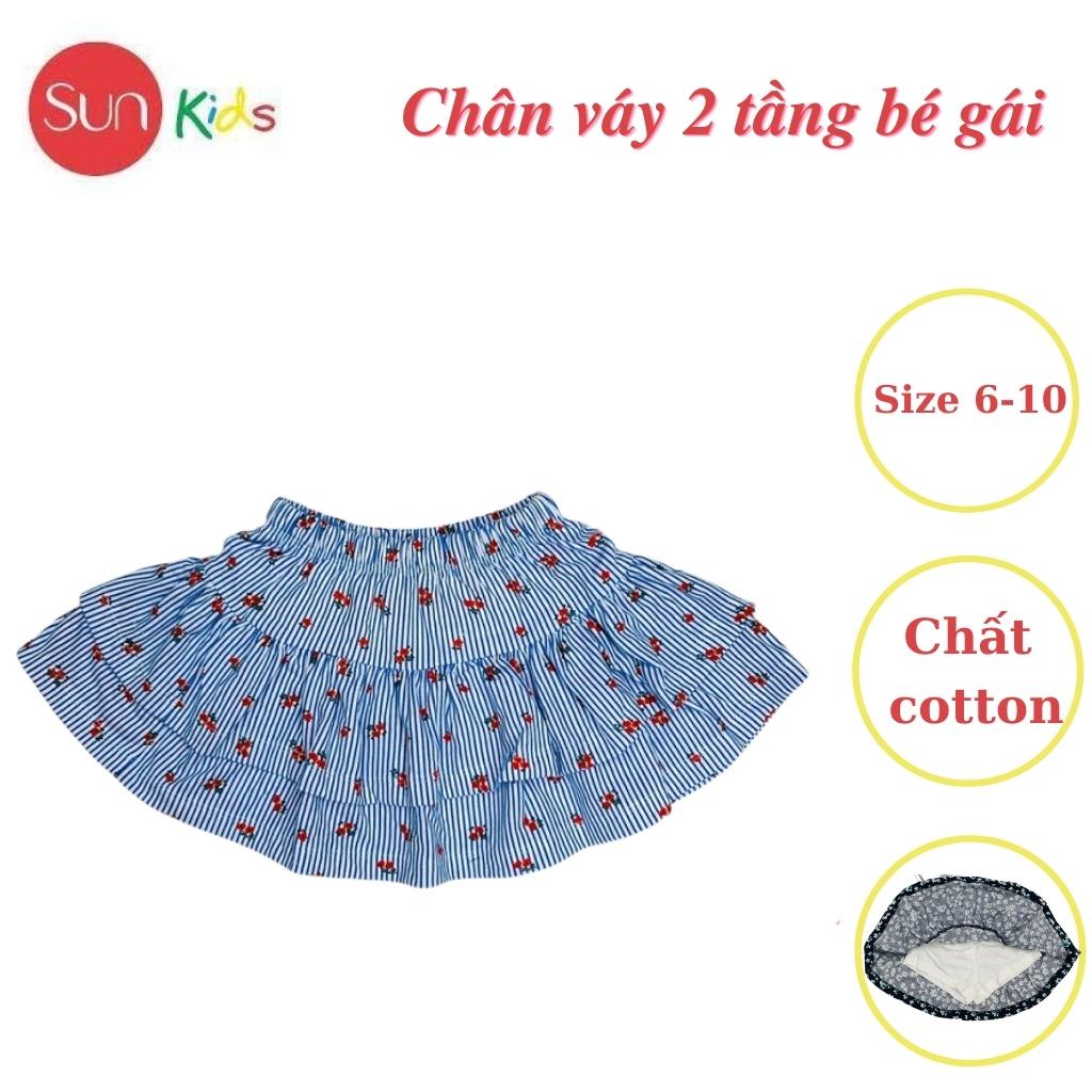 Chân váy cho bé, đầm bé gái 2 tầng, chất cotton, có quần đùi trong, size 6-10 - SUNKIDS