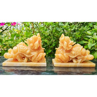 Cặp Tỳ hưu đá ngọc hoàng long dài 15cm
