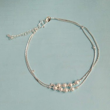 Lắc chân cườm to nhỏ xen kẽ xi bạc 925 trắng sáng mẫu mới dễ thương - namimi