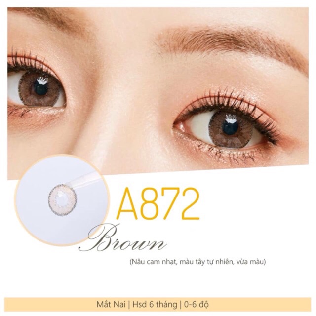 A872 Brown Lens [ 0 đến 6 độ ] - hydrogel Silicone lens - note lại độ cận kính áp tròng