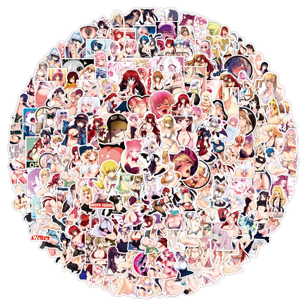 200/100/50 Nhãn Dán Trang Trí In Hình Anime Hentai Bunny Waifu