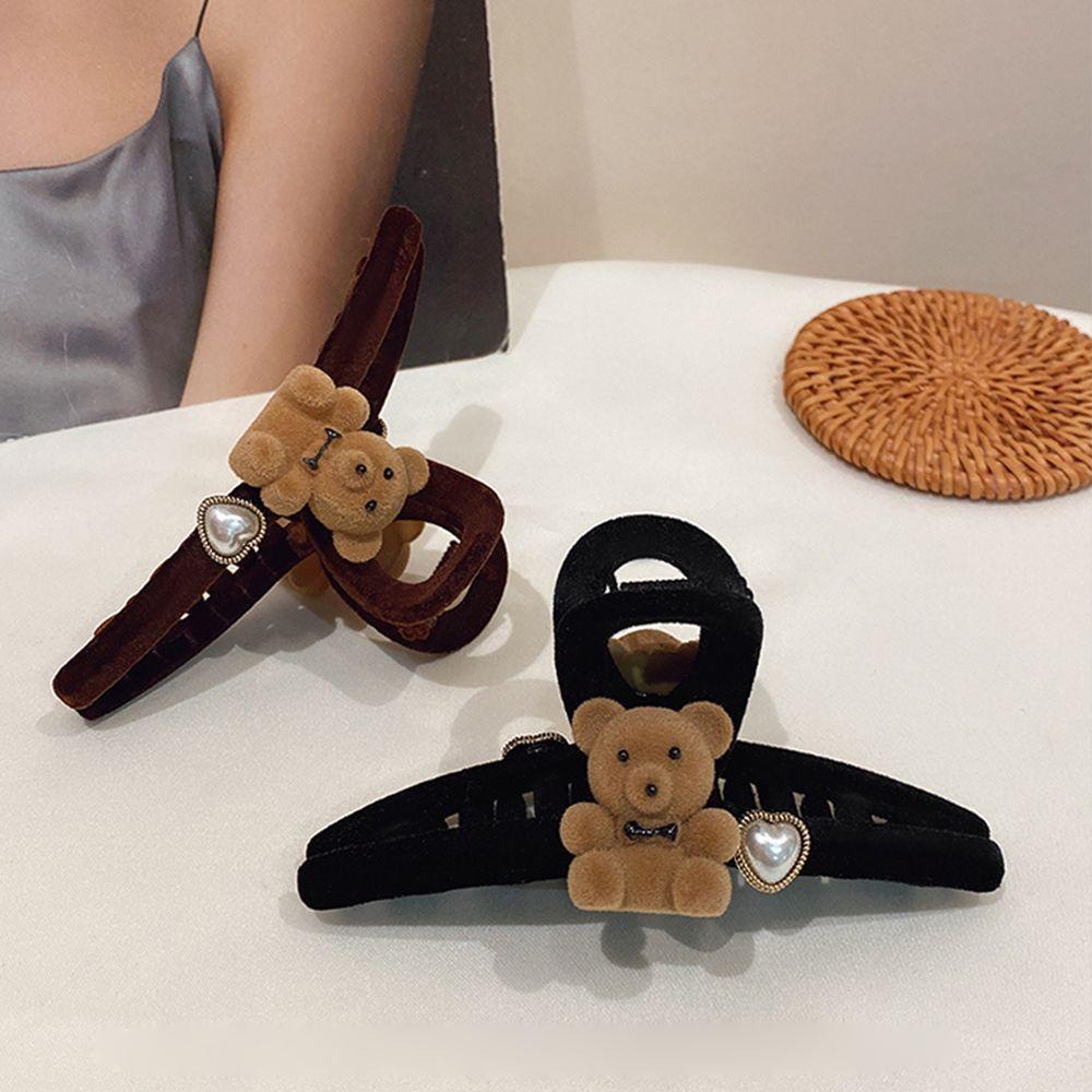 Kẹp Tóc Hình Cá Mập / Gấu Màu Trơn Phong Cách Retro Thời Trang Cho Nữ WMES15H